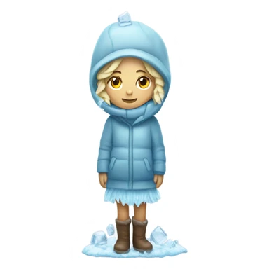 Girl freezing made out of ice sticker