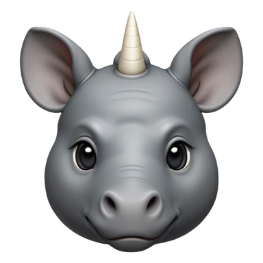 cinematic-noble-baby-rhinoceros-portrait-emoji,slate-grey-hide--poised-and-regal,-with-a-massive,-powerful-build-and-a-thick, white horn -deep-set-soulful-piercing-eyes,-simplified-yet-sharp-and-sophisticated-features,-highly-detailed,-large-black-eyes sticker