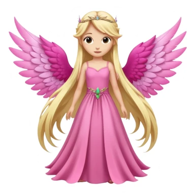 Fairy long blonde hair pink long dress large wings sticker