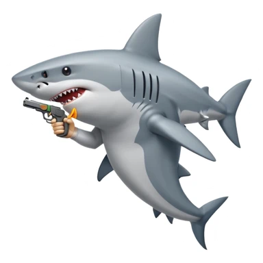 Shark with a gun sticker