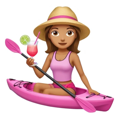 Female in pink kayak with cocktail in hand at the beach sticker
