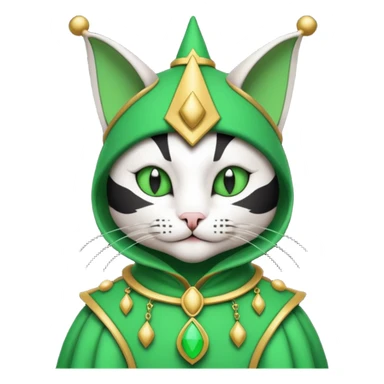 mac os icon code computer retro terminal, black, green white, fantasy court jester cat draw as ASCII GREEN code inside the terminal sticker