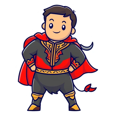 matador in traditional costume with red cape and bull sticker