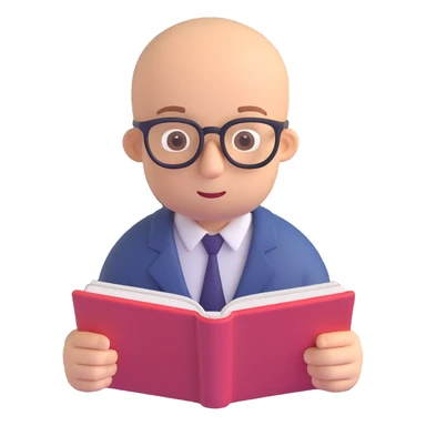 Angry man bald with glasses reading sticker