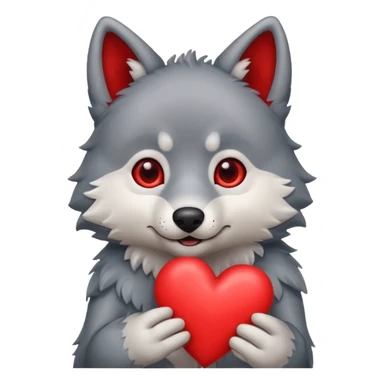 cute wolf holding heart sticker