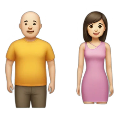 4 friends. Chinese lady, bald man, fat man, brown hair lady sticker