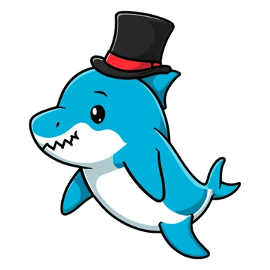 shark wearing a top hat sticker
