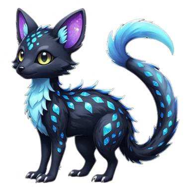 Feral Rare Fantasy Dark gothic spooky  sparkly shiny Vernid-Trico-species by LiLaiRa, random markings, tufted tail, tufted ears, full body sticker