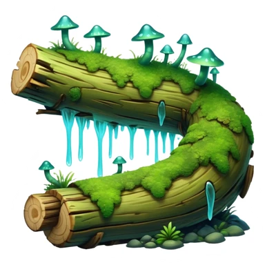A serpentine entity with a segmented body resembling moss-covered logs, featuring bioluminescent fungi growing along its spine that pulse hypnotically when it hunts at night.

 sticker