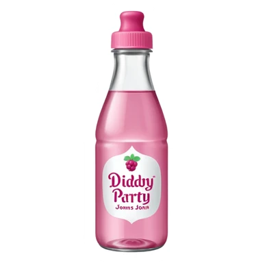 realistic Johnson and Johnson style bottle pink cap pink logo clear bottle with berry logo with diddy party written and a berry on top bottle sticker