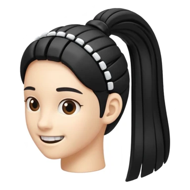 a curved hair accessory with teeth on both sides that hinge together, designed to secure hair in a vertical ponytail sticker