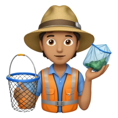 Explorer Man with big trash net sticker