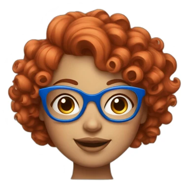 a curvy girl with curly red hair and blue glasses winking sticker