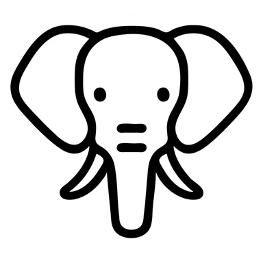 elephant head facing forward, outlined icon style, bold lines, minimalistic, modern look sticker