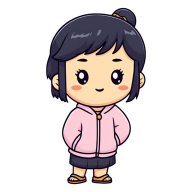 A blackhair Asian girl sticker