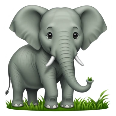 elephant eating grass sticker