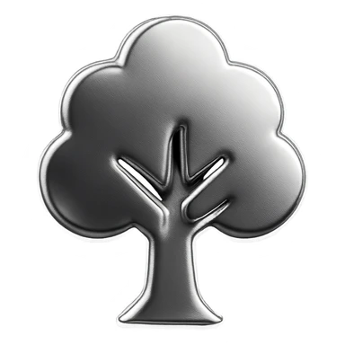 chrome style icon of a tree sticker