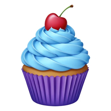 Cupcake: blue cream, purple paper, sparkless with cherry on top  sticker