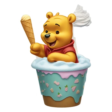 Winnie the Pooh eating ice cream  sticker
