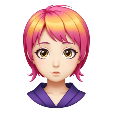 Japanese anime style character with big eyes and colorful hair sticker