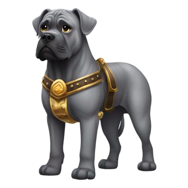 Grey Cane Corso standing on his legs dressed as a Roman gladiator. sticker