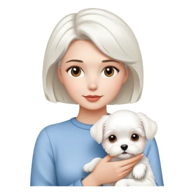 to hold a white Maltese a pretty woman with short hair sticker