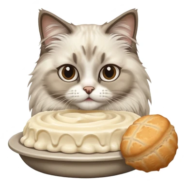 ragdoll cat eating sticker
