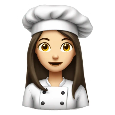 Brunette long straight hair girl in a cook hat makes dinner  sticker