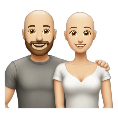Happy-secret-couple-bald-guy-with-beard-with-shorthaired-brunette-girl sticker