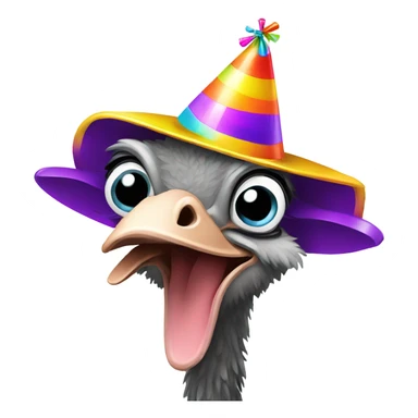 ostrich wearing a party hat sticker