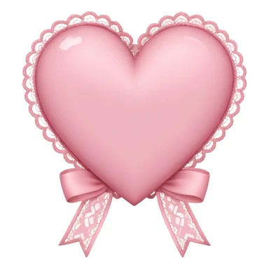 cute baby pink colored heart with lace trimming and with a lace ribbon on the left top, tilted a bit sticker