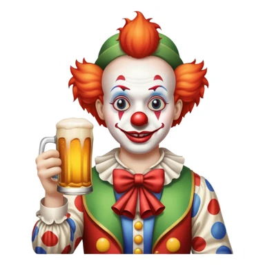 clown holding a beer sticker