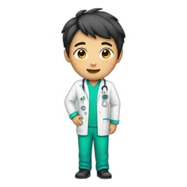 asian boy with lab suit sticker