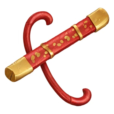 Un bâton en métal rouge, deux sections sont dorées et texturées. sticker