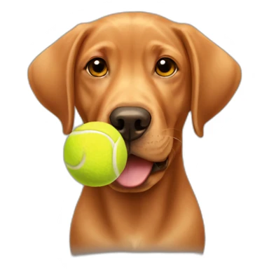 Puppy Red labrador with a tennis ball on his mouth sticker