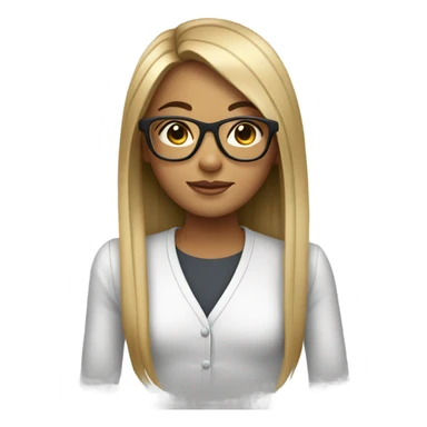 Girl with straighter hair with glasses sticker