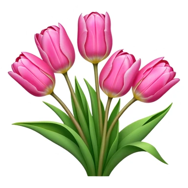 bouquet pink Tulip, luxuriant, stem, leaf, bud sticker