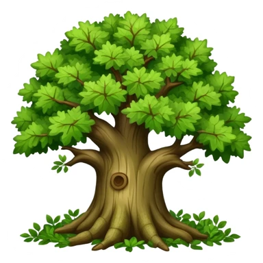 green oak tree with leafy branches sticker