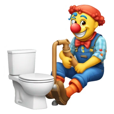clown face emoji as a plumber sitting and fixing pipe sticker