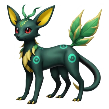 Salandit-Umbreon-Leafeon-Fakémon-hybrid-creature (full body)  sticker