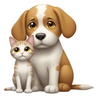 A dog hugs a cat sticker