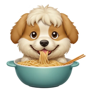 Dog easting noodles sticker