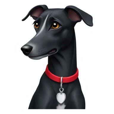 All black whippet dog with red collar  sticker
