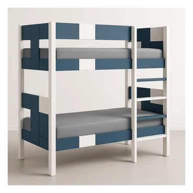 modern bunk bed, alternating blue and white panels, modern style sticker