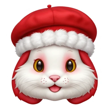 Cute bunny smiley face in full height, in a stylish red beret. sticker