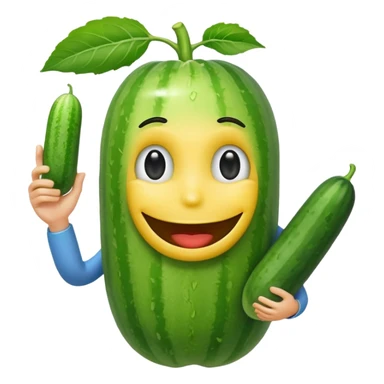 Android smiley face holding a cucumber upwards by hand sticker