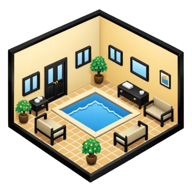 little city and many, small, ordinary, simple, home, Iranian-style, 1980, isometric sticker