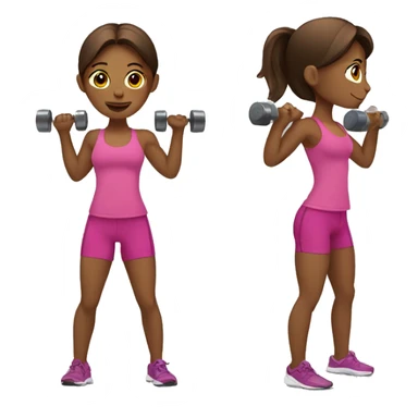 girl working out brown hair lifting weights sticker