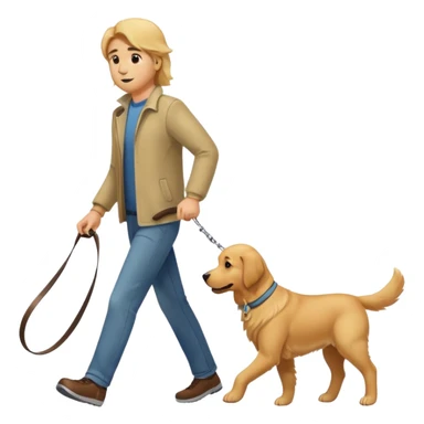 Dog walking a human on a leash sticker