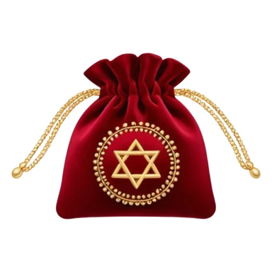 velvet pouch with embroidered symbols and shimmer sticker